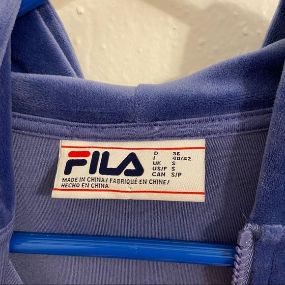 NWOT Fila Soft Velour Quarter Zip Hoodie in Purple-Blue - Picture 9 of 13